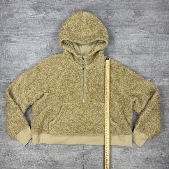 Lululemon Scuba Oversized Half-Zip Fleece Hoodie Sz XL/XXL Sherpa Beige Cropped - Picture 5 of 12